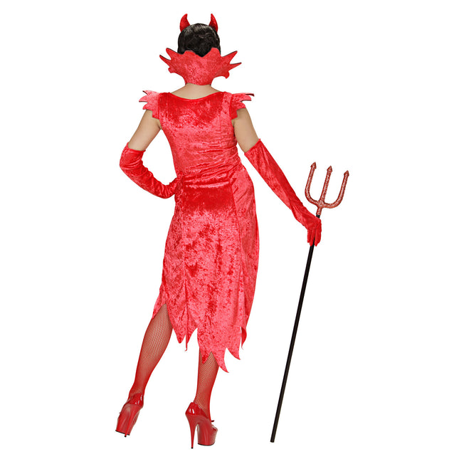 Robe d'Halloween Rouge Dames Velours Diable