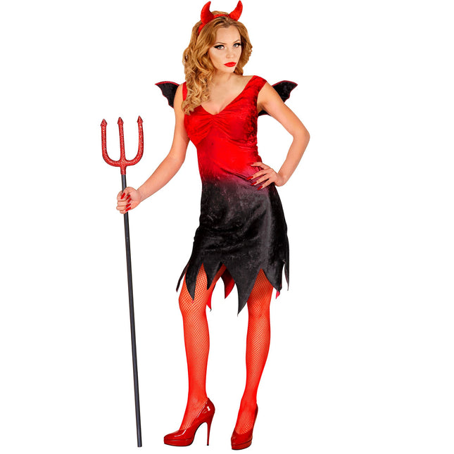 Robe d'Halloween Rouge Noir Dames Sexy Devil
