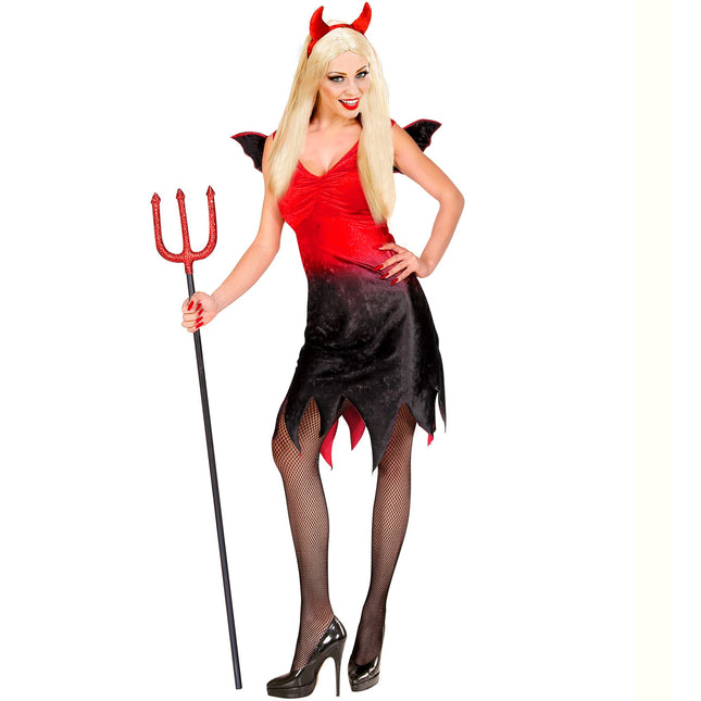 Robe d'Halloween Rouge Noir Dames Sexy Devil