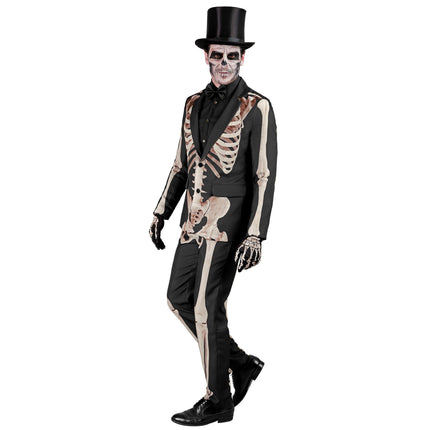 Costume d'Halloween Blanc Noir Homme Squelette 2 pièces