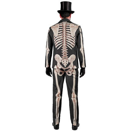 Costume d'Halloween Blanc Noir Homme Squelette 2 pièces