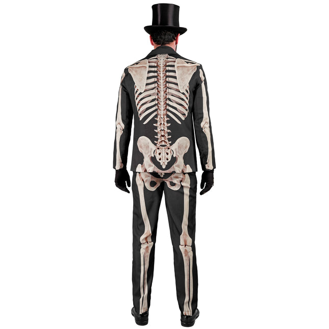 Costume d'Halloween Blanc Noir Homme Squelette 2 pièces