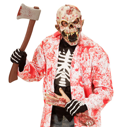 Gants d'Halloween Blanc Noir Squelette