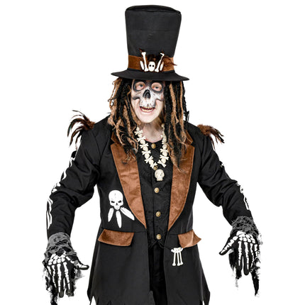 Gants d'Halloween Blanc Noir Squelette
