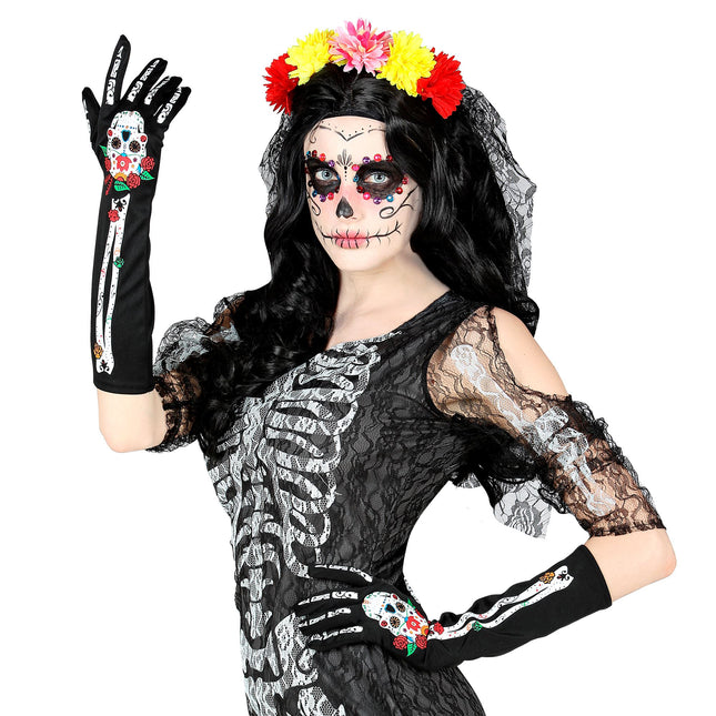 Gants Dia De Los Muertos 40cm