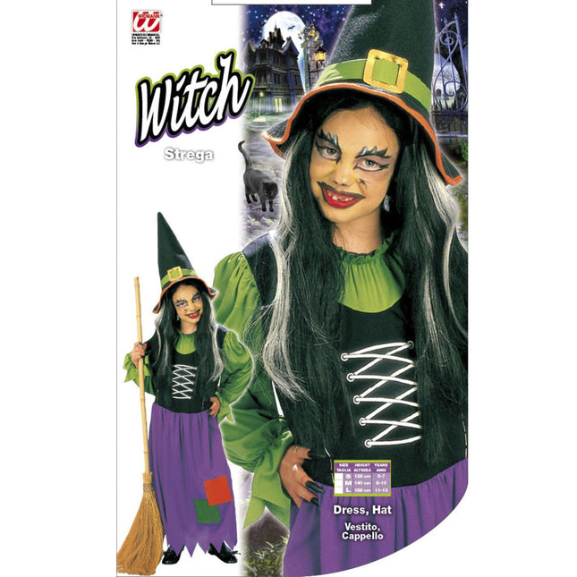 Robe d'Halloween Violet Vert Fille Sorcière