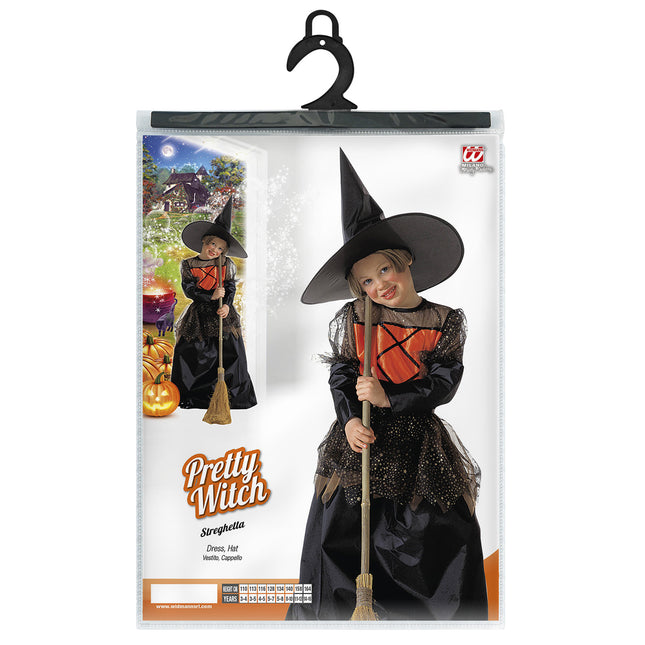 Robe d'Halloween Fille noire Sorcière 2 pièces