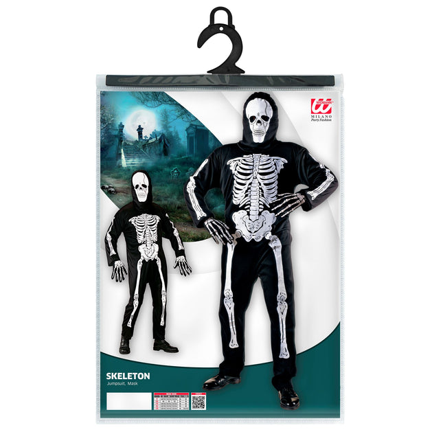 Costume d'Halloween Noir Blanc Squelette