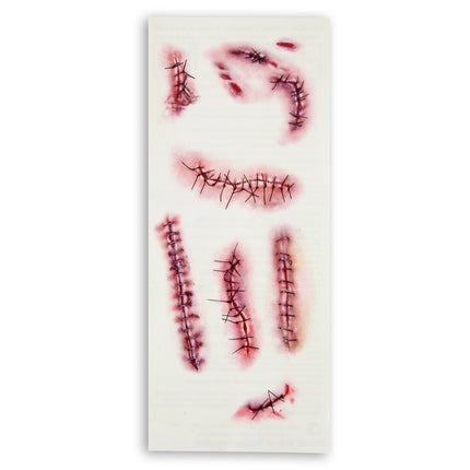 Faux tatouages d'Halloween Agrafes et sutures rouges