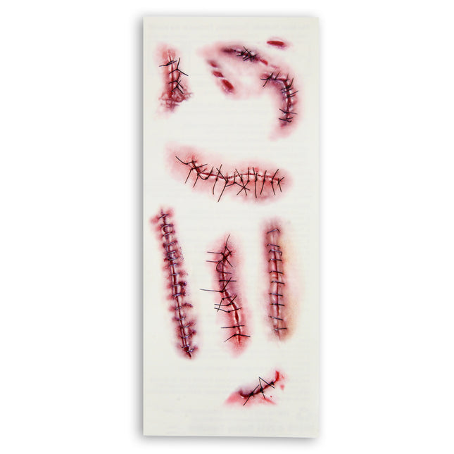 Faux tatouages d'Halloween Agrafes et sutures rouges