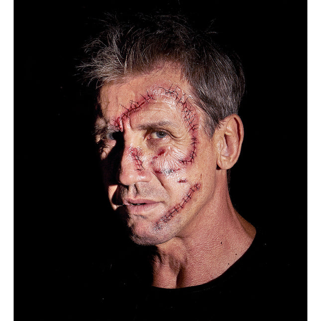 Faux tatouages d'Halloween Agrafes et sutures rouges