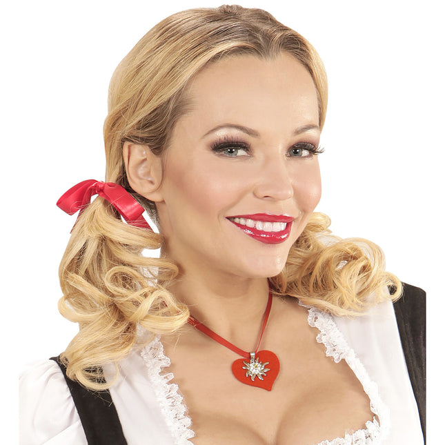 COLLIER AVEC COEUR ROUGE ET EDELWEISS