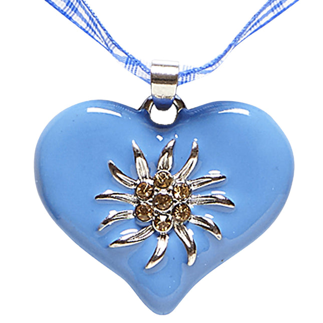 COLLIER AVEC COEUR D'AZUR ET EDELWEISS