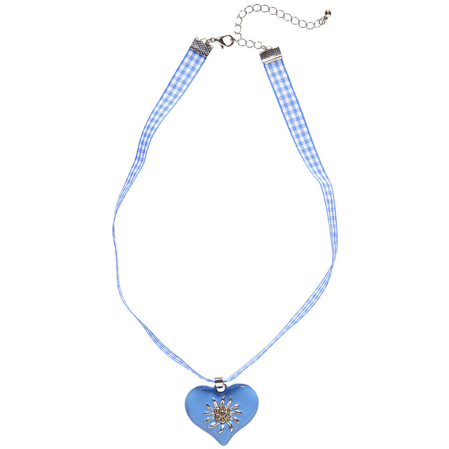 COLLIER AVEC COEUR D'AZUR ET EDELWEISS