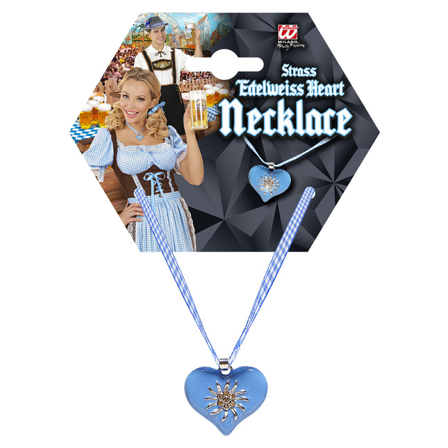 COLLIER AVEC COEUR D'AZUR ET EDELWEISS