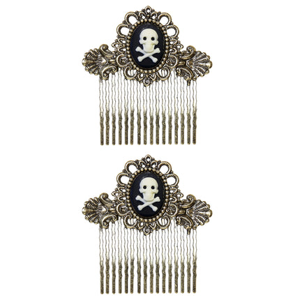 Barrette à cheveux d'Halloween Tête de mort avec des os