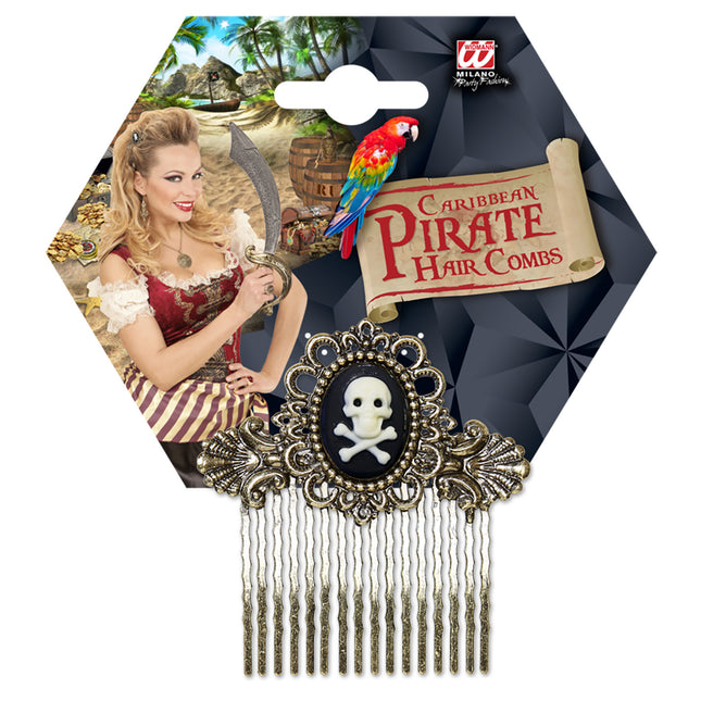 Barrette à cheveux d'Halloween Tête de mort avec des os