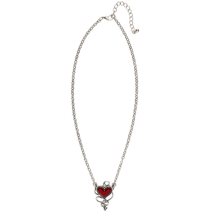 Collier en argent avec un coeur de diable rouge