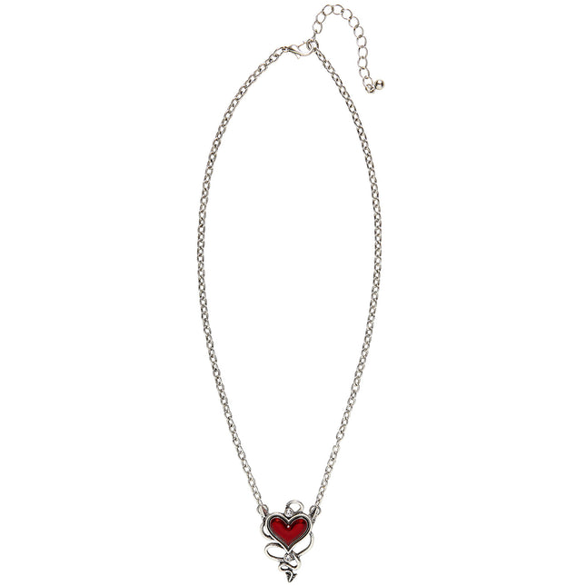 Collier en argent avec un coeur de diable rouge