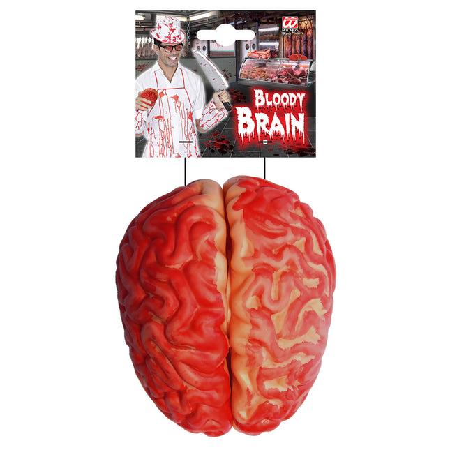 Faux cerveau rouge avec du sang