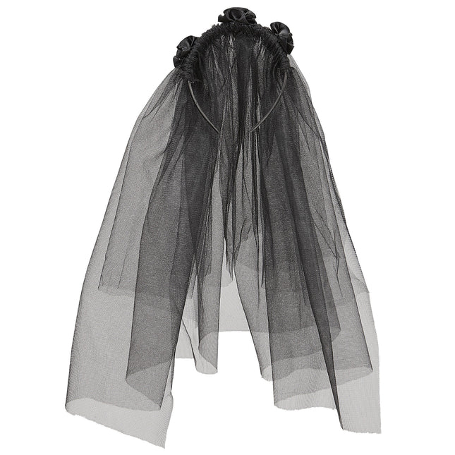 Voile noir avec fleurs