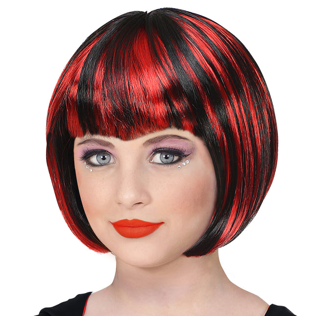Perruque rouge et noire enfant