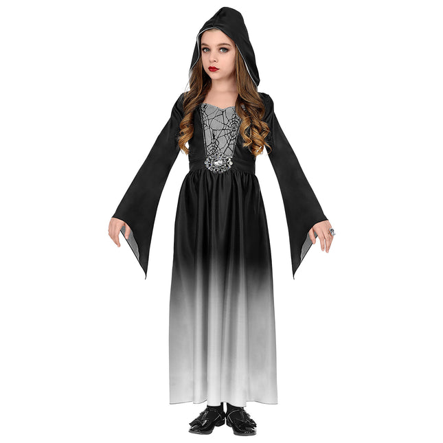 Robe d'Halloween Noir Gris Fille Gothique