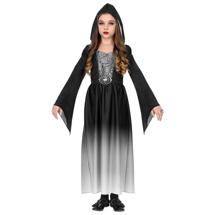 Robe d'Halloween Noir Gris Fille Gothique
