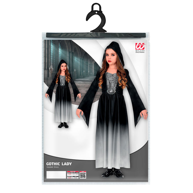 Robe d'Halloween Noir Gris Fille Gothique