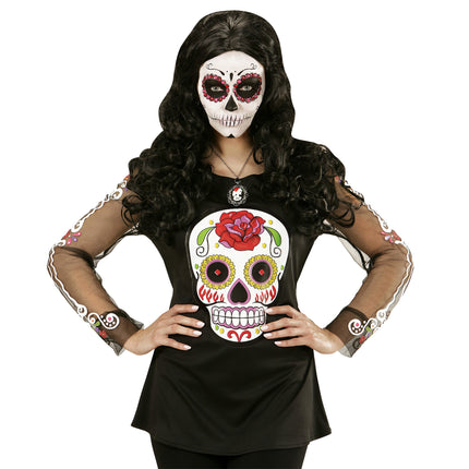 Chemise Dia De Los Muertos Noir Blanc Dames
