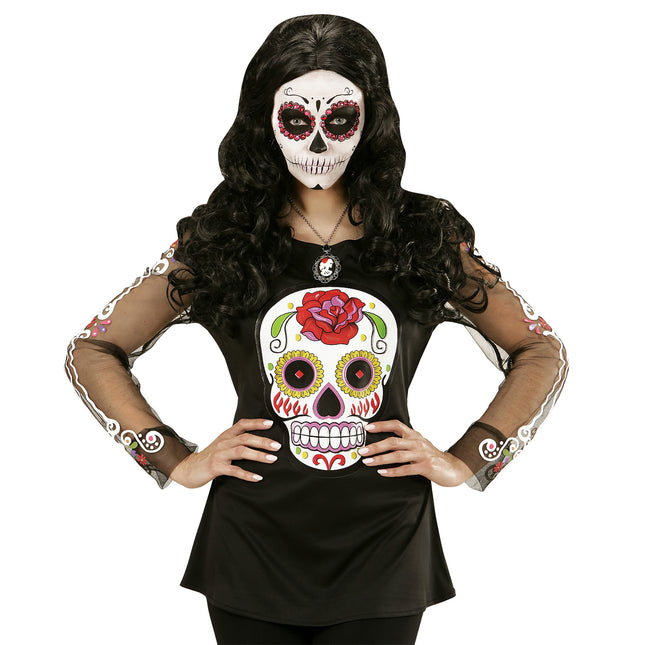 Chemise Dia De Los Muertos Noir Blanc Dames