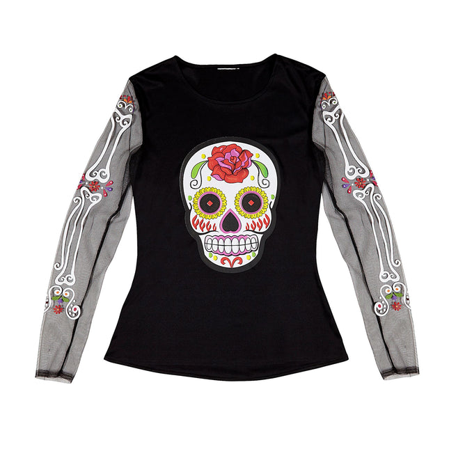 Chemise Dia De Los Muertos Noir Blanc Dames