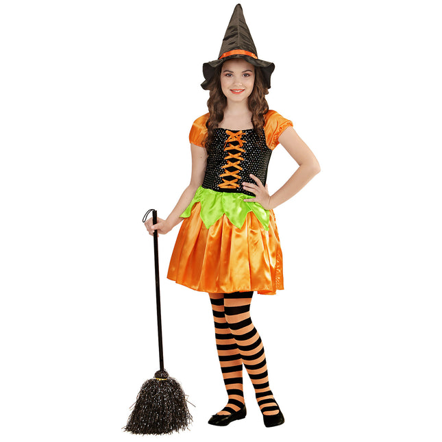 Costume de fille sorcière Citrouille 2 pièces
