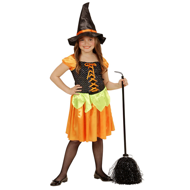Costume de fille sorcière Citrouille 2 pièces