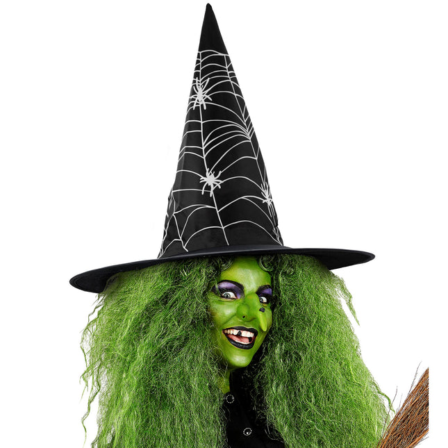 Chapeau de sorcière d'Halloween Toile d'araignée noire et blanche
