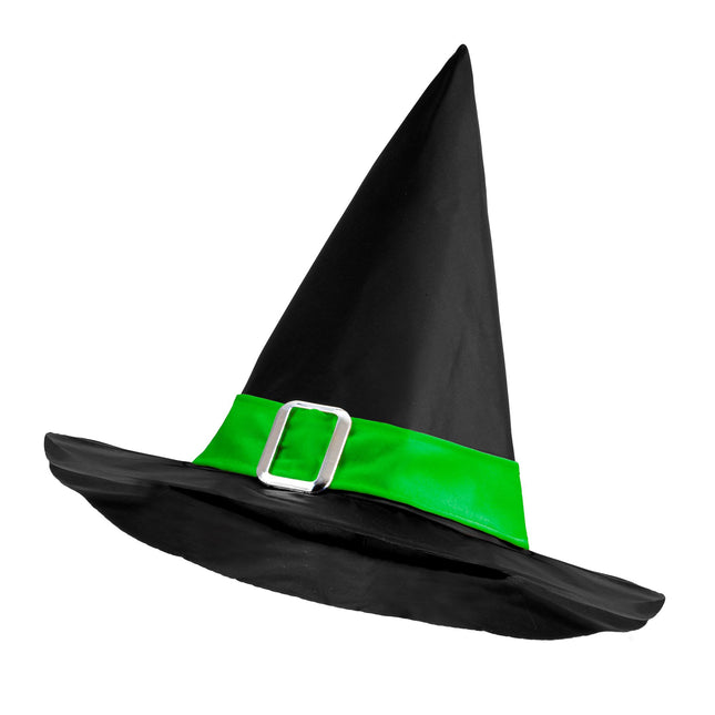 Chapeau de sorcière d'Halloween Noir Vert
