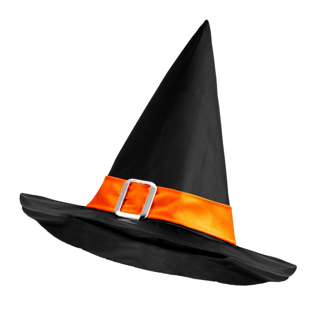 Chapeau de sorcière d'Halloween Noir Orange