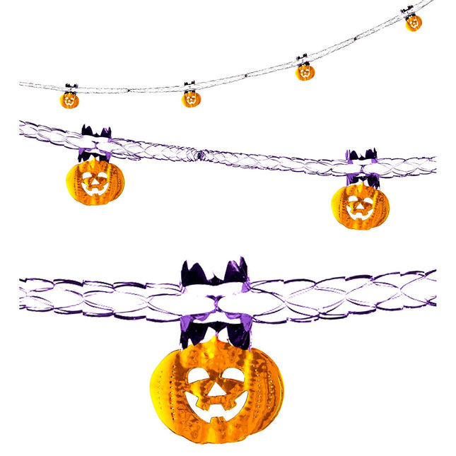 Guirlande d'Halloween Orange Violette Citrouille 2.7m