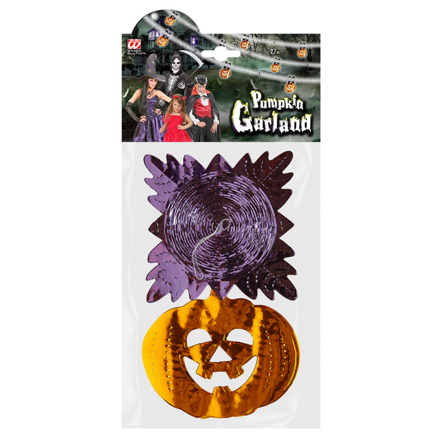 Guirlande d'Halloween Orange Violette Citrouille 2.7m