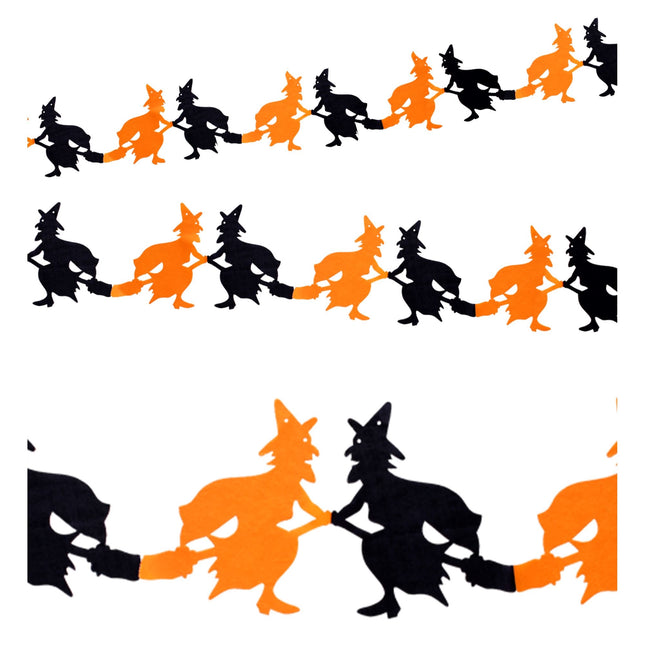 Guirlande d'Halloween Sorcière Orange Noire 3m