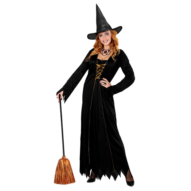 Balai de sorcière Halloween Orange 92cm