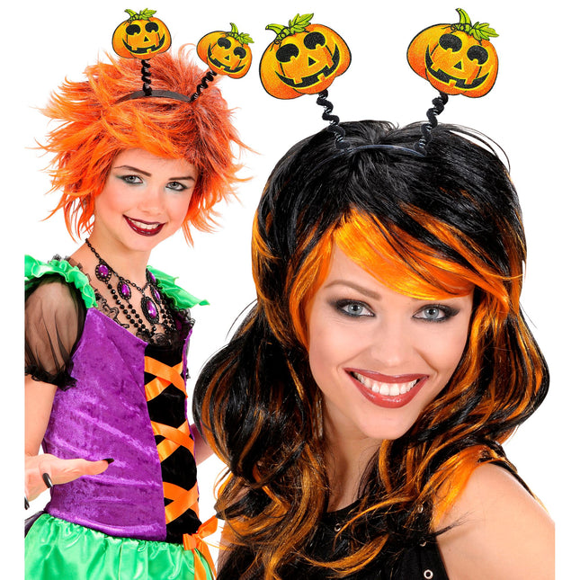 Bandeau d'Halloween Vert Orange Citrouilles