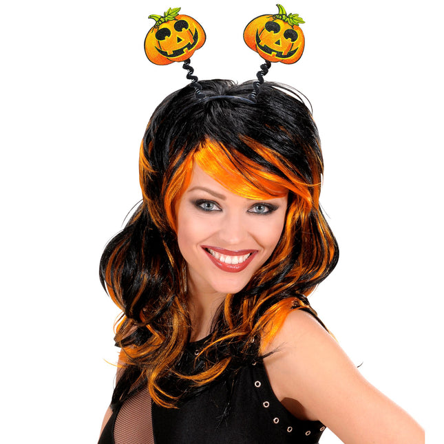 Bandeau d'Halloween Vert Orange Citrouilles