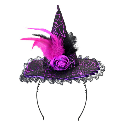 Bandeau d'Halloween Noir Rose Sorcière