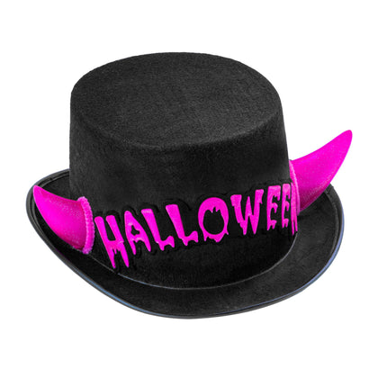 Chapeau haut d'Halloween Noir Rose Diable