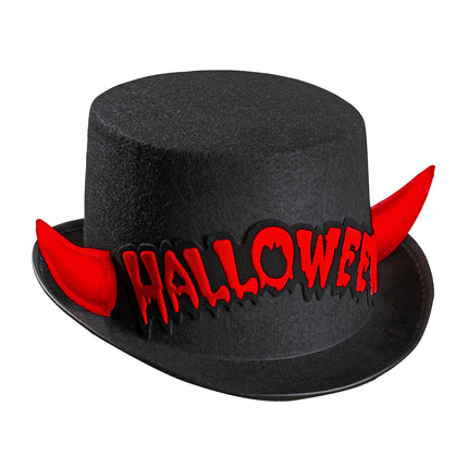 Chapeau haut d'Halloween Diable noir et rouge