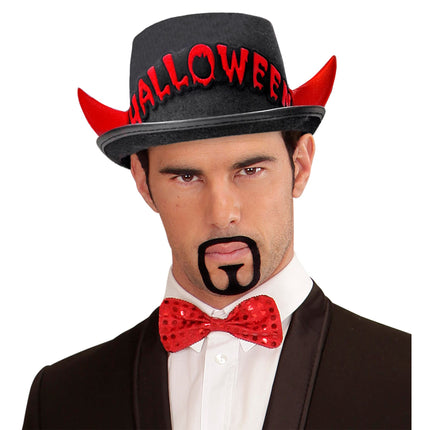 Chapeau haut d'Halloween Diable noir et rouge