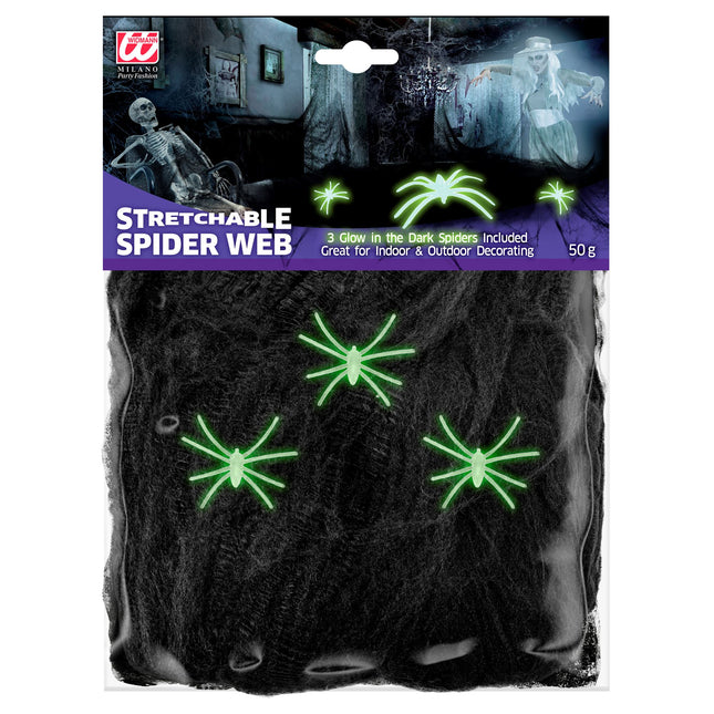 Toile d'araignée d'Halloween avec araignées 4 pièces