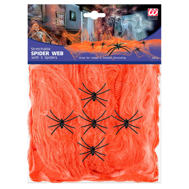 Halloween Cobweb Orange avec des araignées