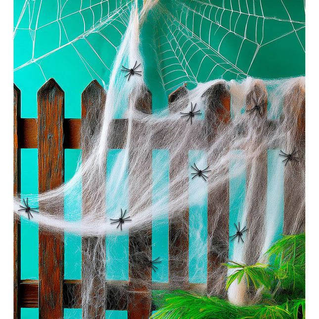 Toile d'araignée d'Halloween avec des araignées 10 pièces